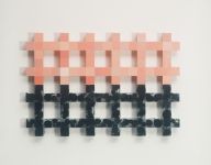 Double, double, double ..., 1998, (Holz, Lack, Silikon, Pigment, Glas), je 30 x 90 x 5 cm